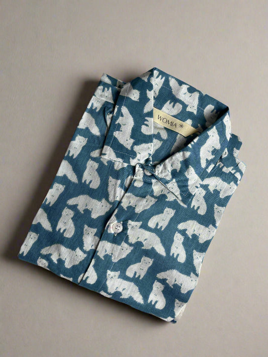 Cat blue cotton shirts