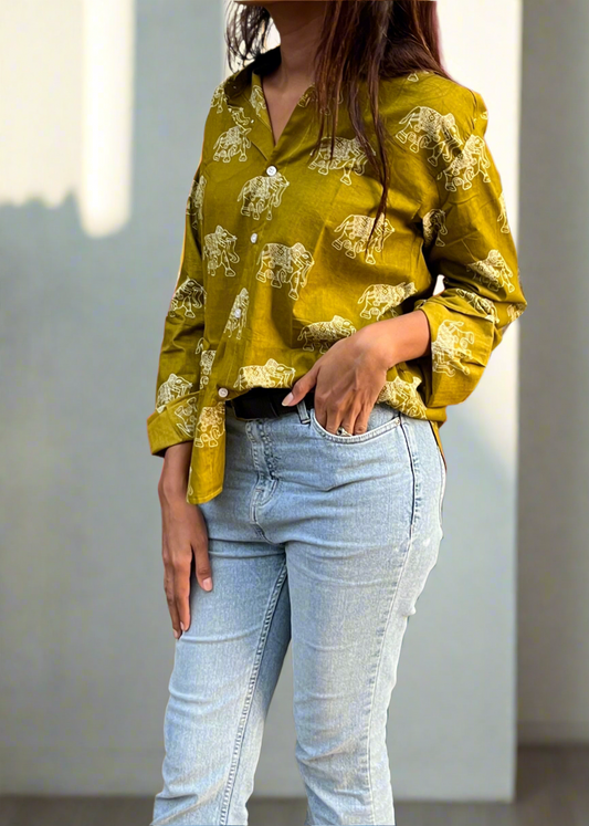 Green Ella Cotton Shirt